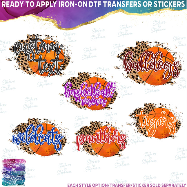 (s334-C3) Basketball Leopard Team Mom Custom Text