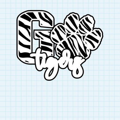 (s334-D4) Go Tigers Team Name Tiger Print