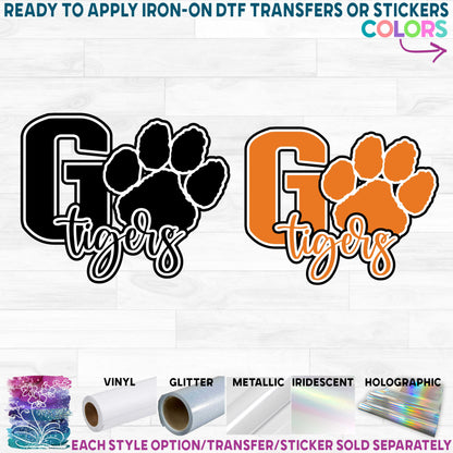 (s334-D4) Go Tigers Tiger Team Name Printed Heat Transfer or Sticker