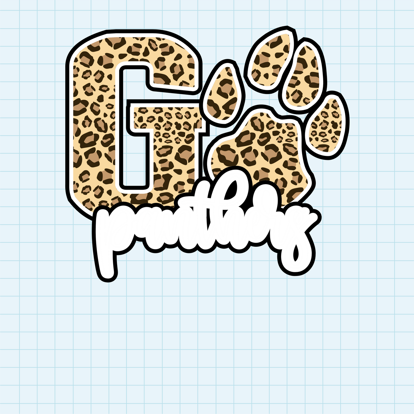 (s334-D1) Go Panthers Team Name Leopard Print