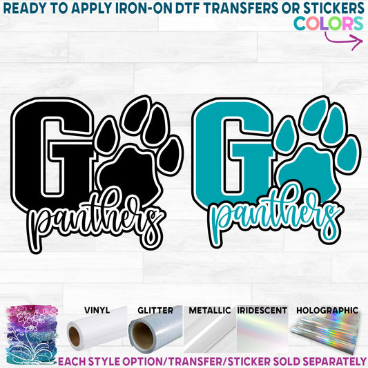 (s334-D1) Go Panthers Team Name Printed Heat Transfer or Sticker