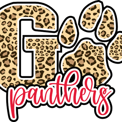 (334-02-A) Go Panthers Team Name Leopard Print