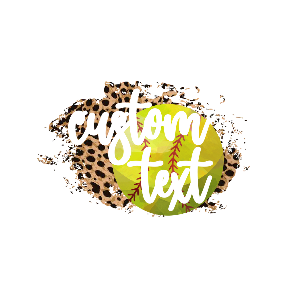 (041-06-1U Softball Leopard Team Name Mom Family Custom Text