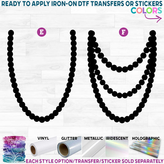 (s336) Long Pearl Necklaces Printed Heat Transfer or Sticker