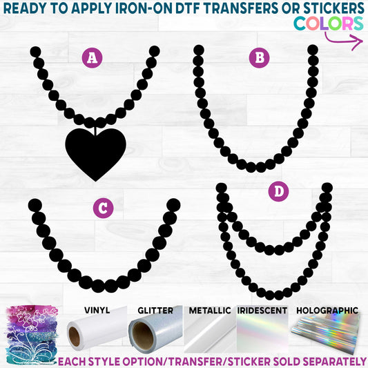 (s336) Pearl Necklaces Printed Heat Transfer or Sticker