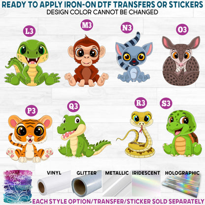 (s337-02) Cartoon Baby Animals Safari e Printed Heat Transfer or Sticker