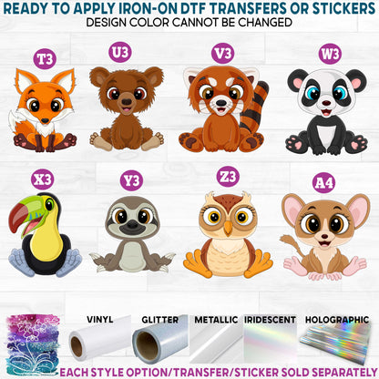 (s337-02) Cartoon Baby Animals f Printed Heat Transfer or Sticker