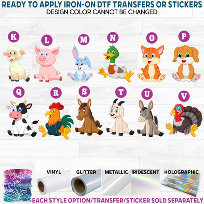 (s337-3) Cartoon Animals Farm Printed Heat Transfer or Sticker