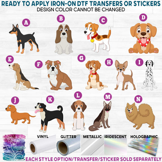 (s337-04) Cartoon Animals Dog Dogs Printed Heat Transfer or Sticker