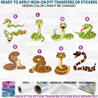 (s337-05) Cartoon Animals Reptiles Snakes Cobra Printed Heat Transfer or Sticker