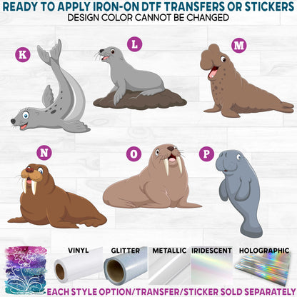 (s337-06) Cartoon Arctic Animals Printed Heat Transfer or Sticker