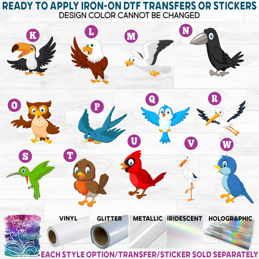 (s337-07) Cartoon Birds Printed Heat Transfer or Sticker