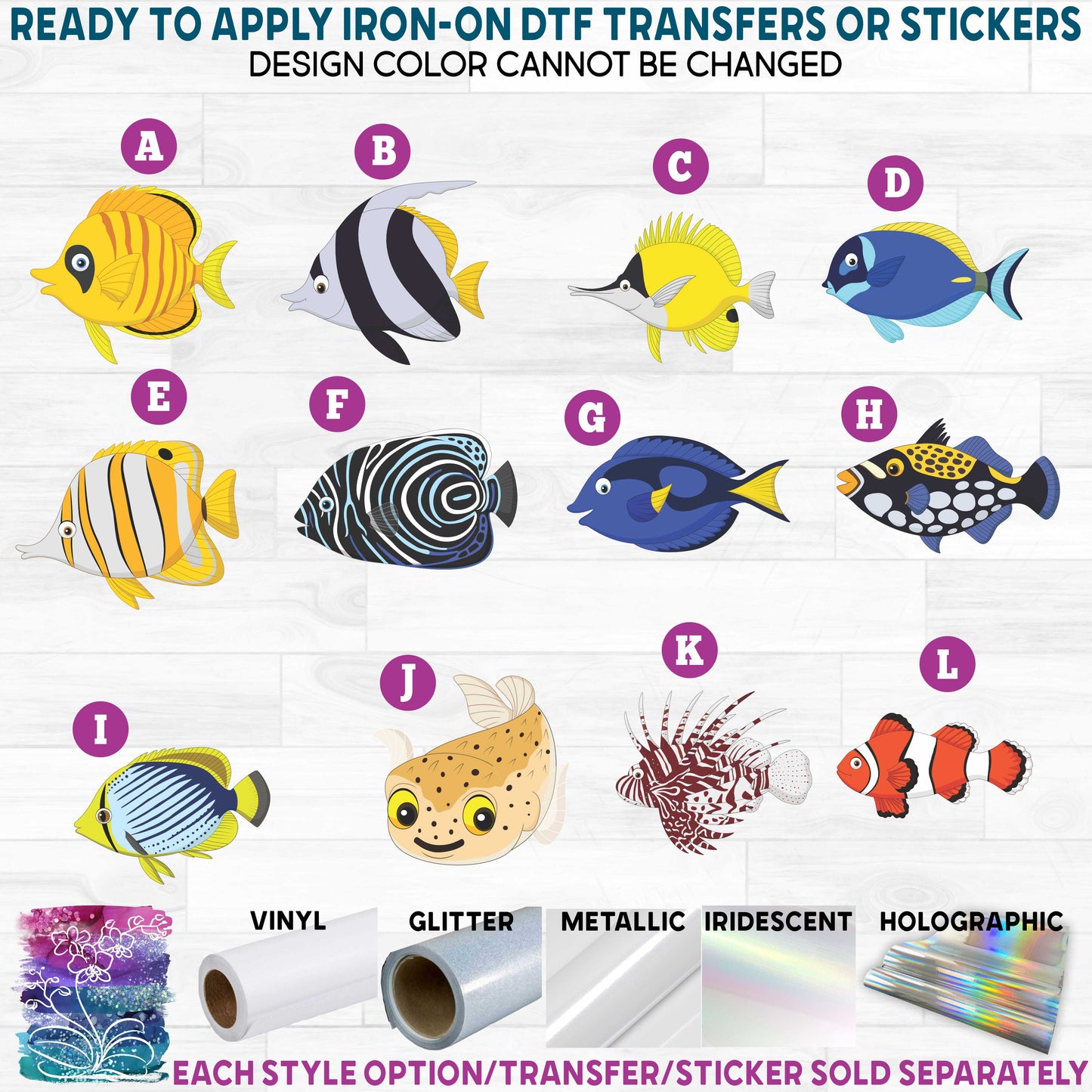 (s337-08) Cartoon Fish Printed Heat Transfer or Sticker