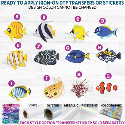 (s337-08) Cartoon Fish Printed Heat Transfer or Sticker