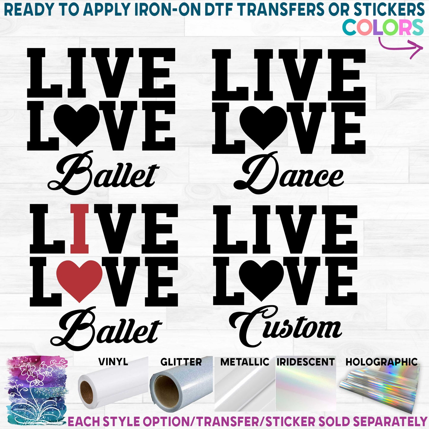 (s339) Live Love Ballet, Dance I Heart Custom Text