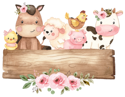 (s034-2-A)  Cute Farm Animals Wood Sign