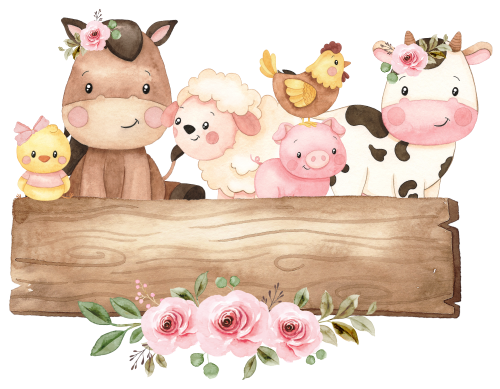 (s034-2-A)  Cute Farm Animals Wood Sign