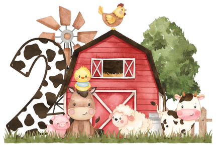 (s034-3-A)  Red Barn Farm Animals 1, 2 Any Age