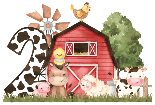 (s034-3-A)  Red Barn Farm Animals 1, 2 Any Age