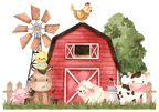 (s034-3-A)  Red Barn Farm Animals 1, 2 Any Age