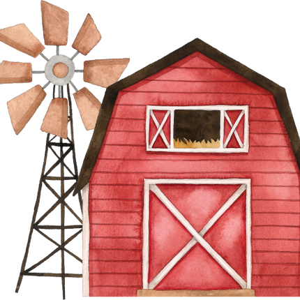 (s034-3-B)  Red Barn Windmill