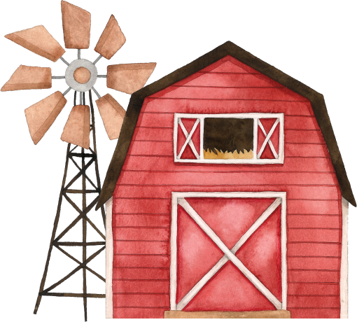 (s034-3-B)  Red Barn Windmill