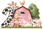 (s034-5-A)  Pink Barn Farm Animals 1, 2 Any Age