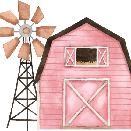 (s034-5-B)  Pink Barn Windmill