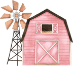 (s034-5-B)  Pink Barn Windmill