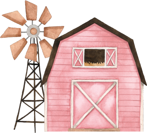 (s034-5-B)  Pink Barn Windmill