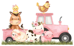 (s034-06-A)  Pink Tractor Farm Animals 1, 2 Any Age