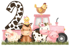 (s034-06-A)  Pink Tractor Farm Animals 1, 2 Any Age