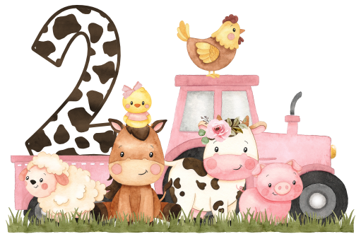 (s034-06-A)  Pink Tractor Farm Animals 1, 2 Any Age