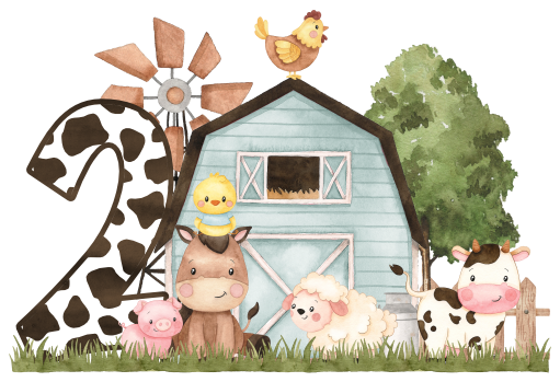 (s034-7-A)  Blue Barn Farm Animals 1, 2 Any Age