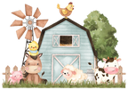 (s034-7-A)  Blue Barn Farm Animals 1, 2 Any Age