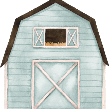 (s034-7-B)  Blue Barn Windmill