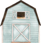 (s034-7-B)  Blue Barn Windmill
