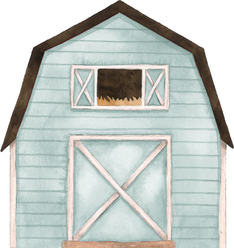 (s034-7-B)  Blue Barn Windmill