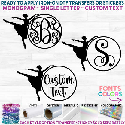 (s042-2A) Ballet Ballerina Dance Dancer Monogram Custom Text