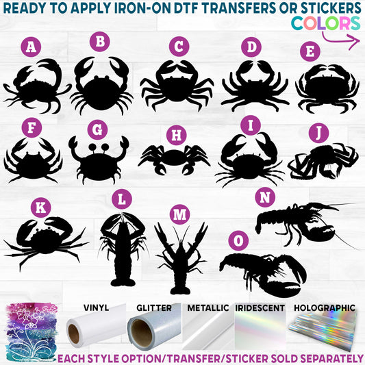 (s341) Crabs Crab Lobster Printed Heat Transfer or Sticker