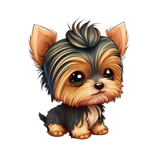 (343-01-3H) Watercolor Yorkie Puppy Iron-On Transfer