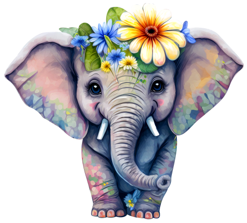 (s343-6-A) Flower Elephant