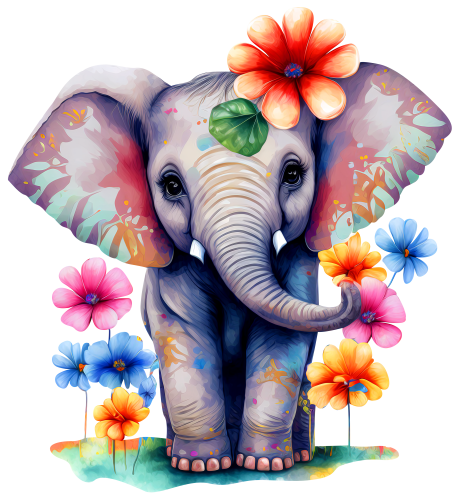 (s343-6-B) Flower Elephant