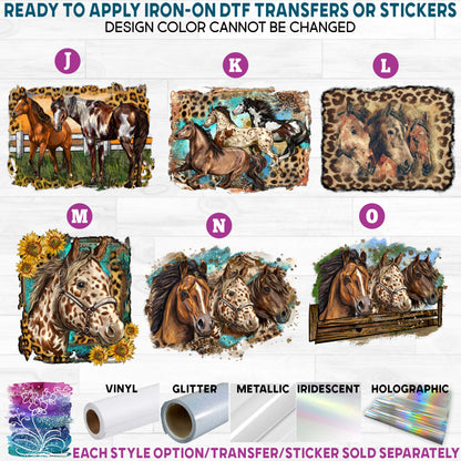 (s346) Western Boho Horses Horse Sunflowers Appaloosa Mustang Paint Pinto Printed Heat Transfer or Sticker