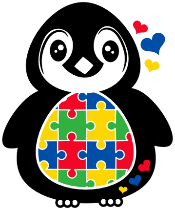 (348-Q) Penguin Penguins Watercolor Autism Puzzle