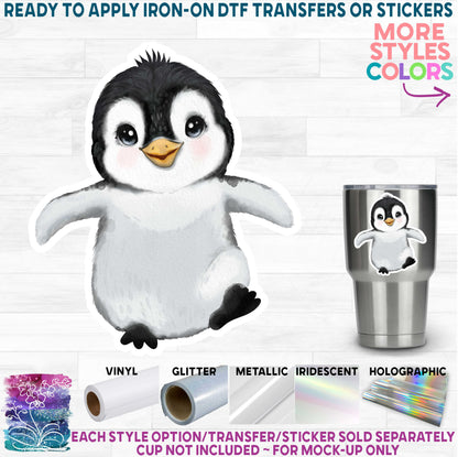 (s348) Cute Baby Penguin Penguins Watercolor Printed Heat Transfer or Sticker