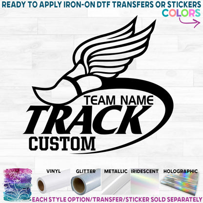 (s349-8A) Track & Field Team Name Family Mom Printed Heat Transfer or Sticker