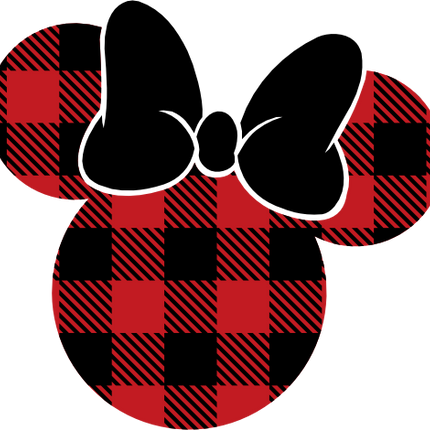(351-D1-2J) Black Bow Minnie Mouse Red Buffalo Plaid