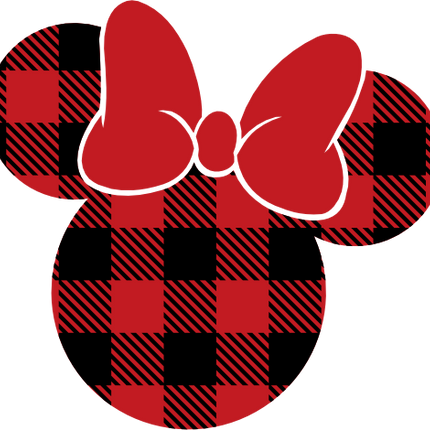 (351-D1-2J) Red Bow Minnie Mouse Red Buffalo Plaid