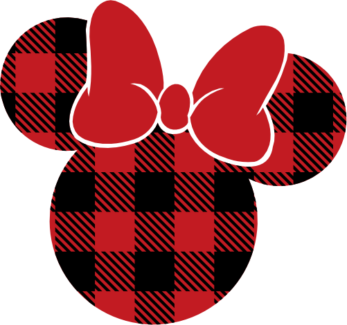 (351-D1-2J) Red Bow Minnie Mouse Red Buffalo Plaid